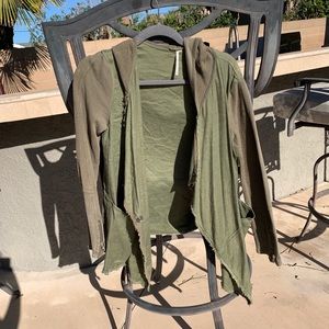 Free People Green Army Jacket Hoodie Sweater